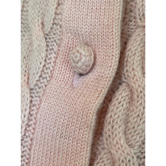 Vintage 50's Womens Peach Sears Virgin Wool Cable Knit Cardigan Sz Small - Picture 8 of 14